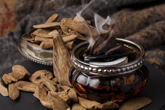 Burning Bakhoor with an Oud Incense